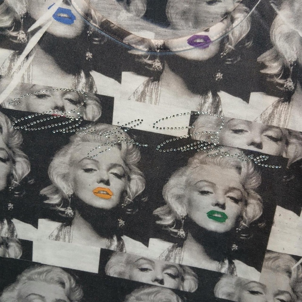 I heart Marilyn Graphic print rhinestone signature andy warhol indie sleaze glam